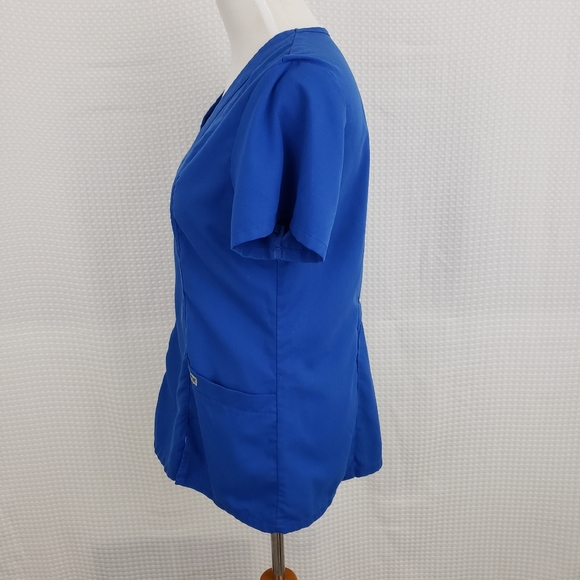 Greys Anatomy Top 2 Pocket Faux Crossover Scrub Top Royal Blue size Small - Picture 6 of 7